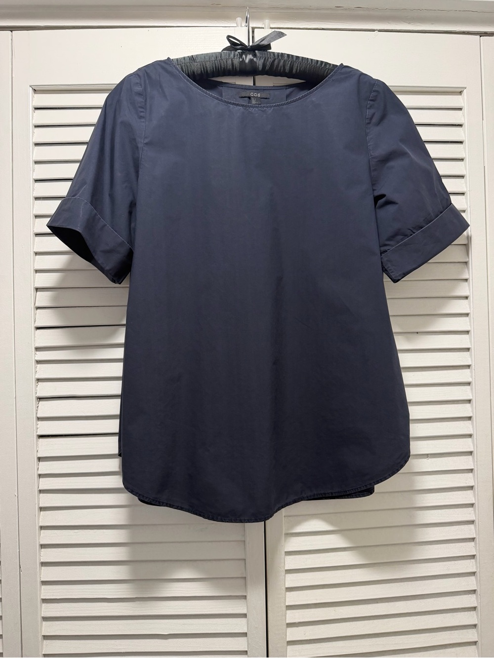 COS Navy Short-Sleeve Round-Neck Blouse